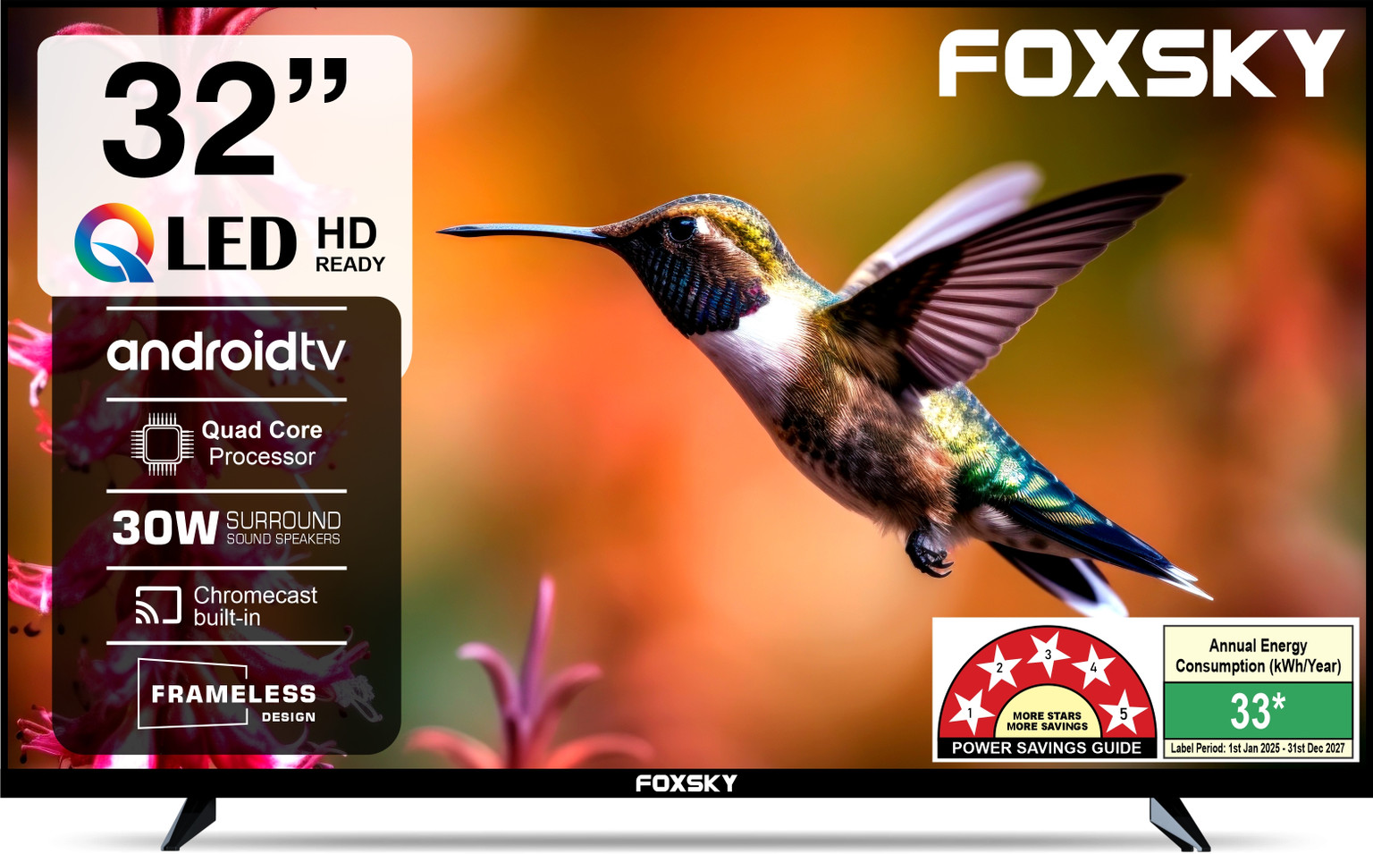 Foxsky 80 cm (32 inch) QLED HD Ready Smart Android